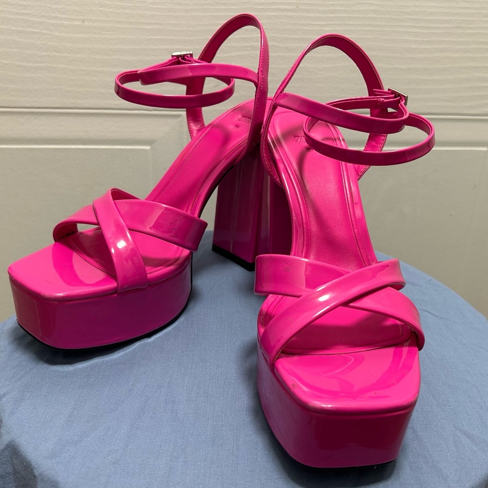 Zara Magenta Platform Sandals